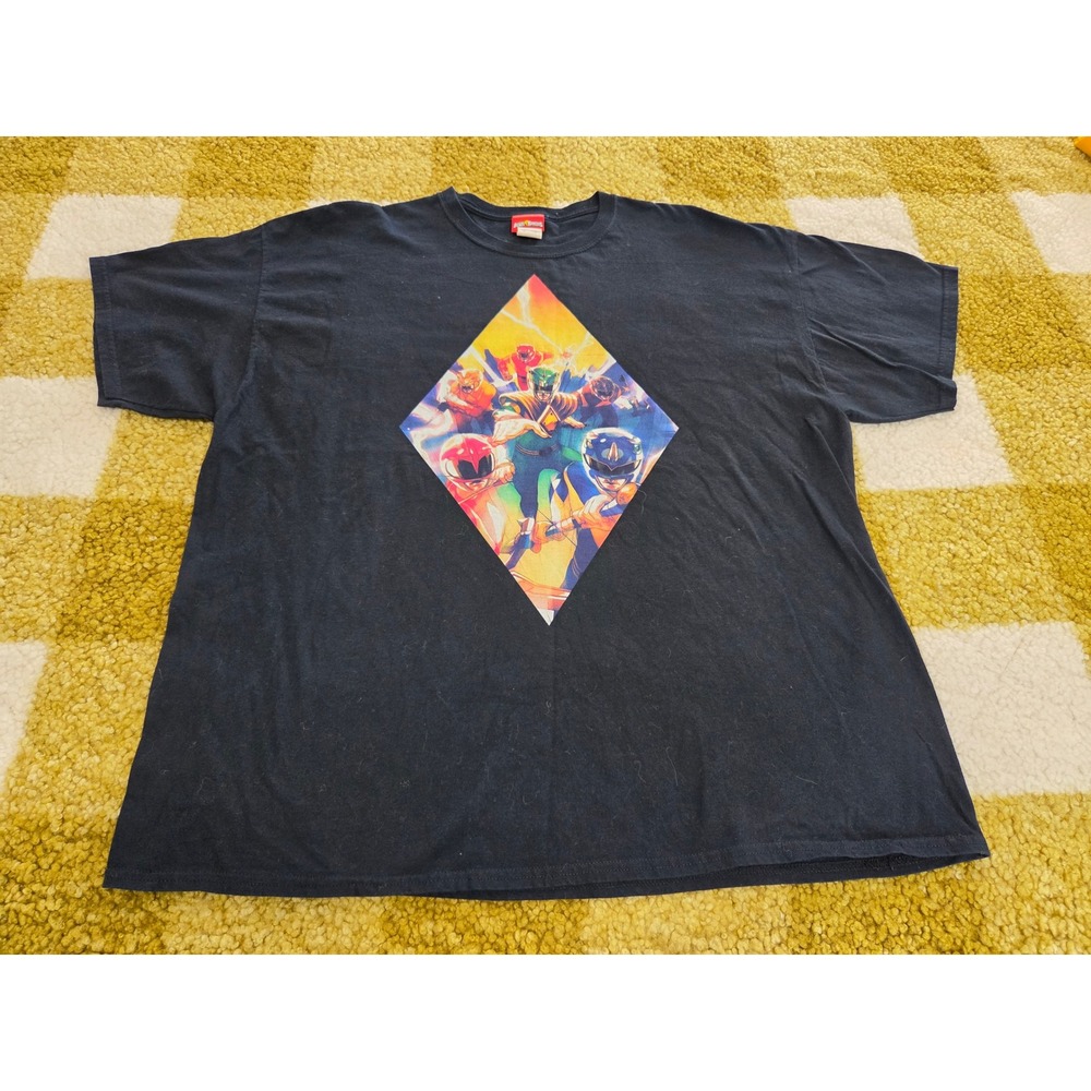 Power Rangers Mens 2XL Black Graphic T-Shirt Gildan Heavy Cotton 2016 0993